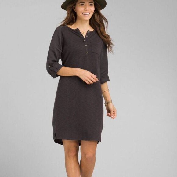 Prana Dresses & Skirts - PRANA Hensley Henley Organic Cotton Jersey T-shirt Dress Size S